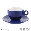 Taza y platillo clásicos de acristalamiento azul